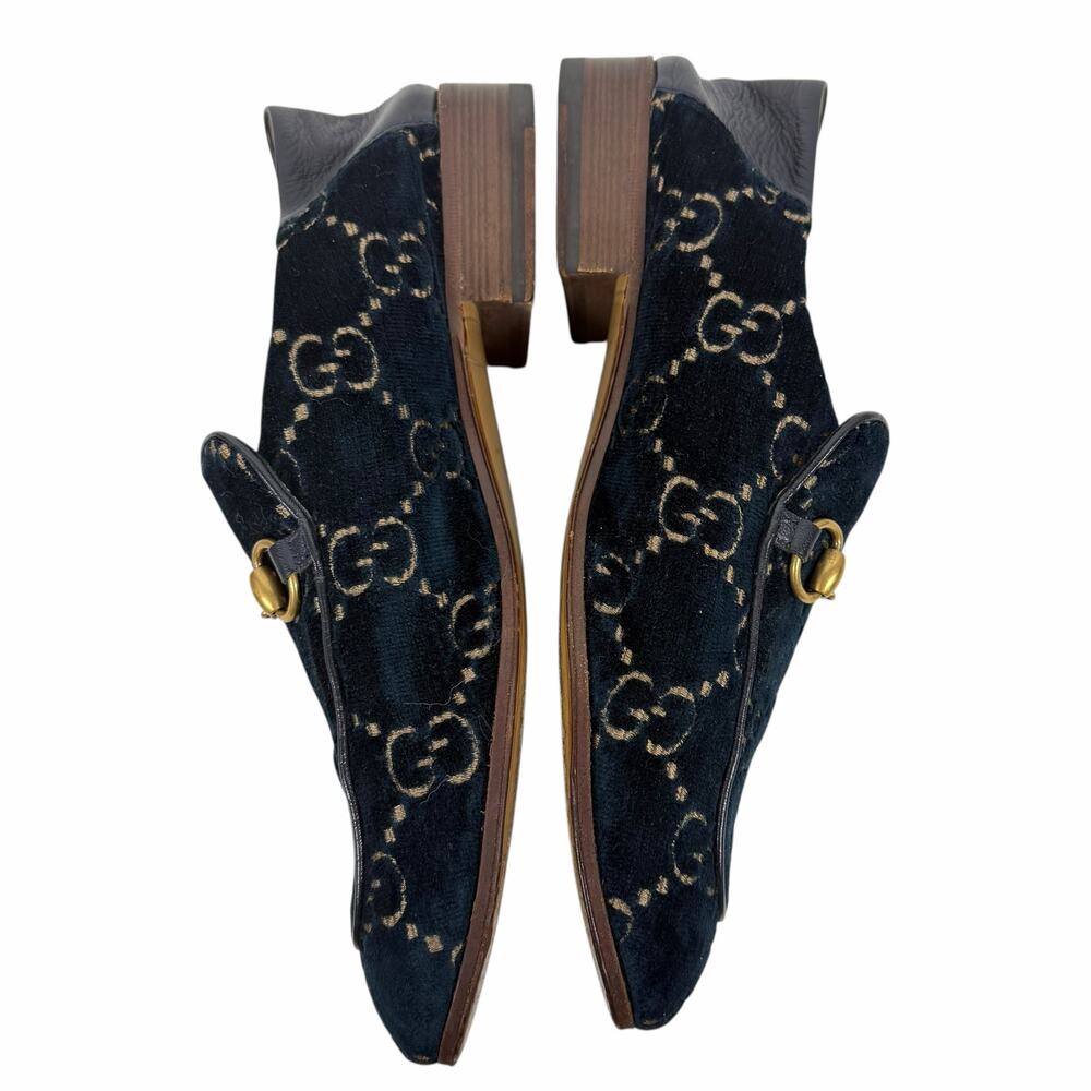 Gucci Velvet GG Monogram Horsebit Mule Loafer Quentin Blue Size 9.5 - Picture 7 of 13